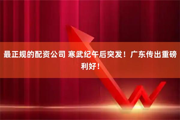 最正规的配资公司 寒武纪午后突发！广东传出重磅利好！